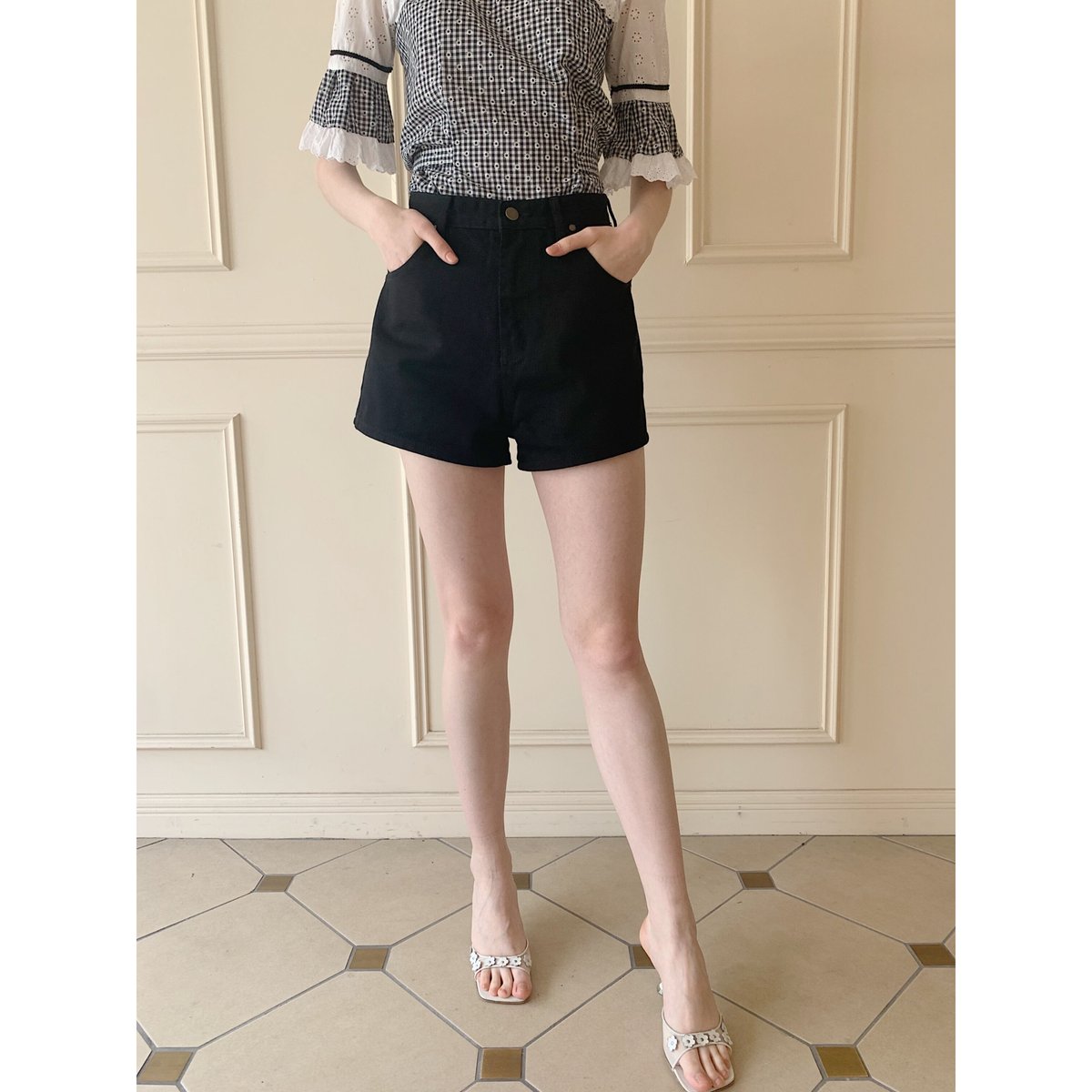 épine high-waist denim short pants black | épine épine high-waist denim short pants black | épine