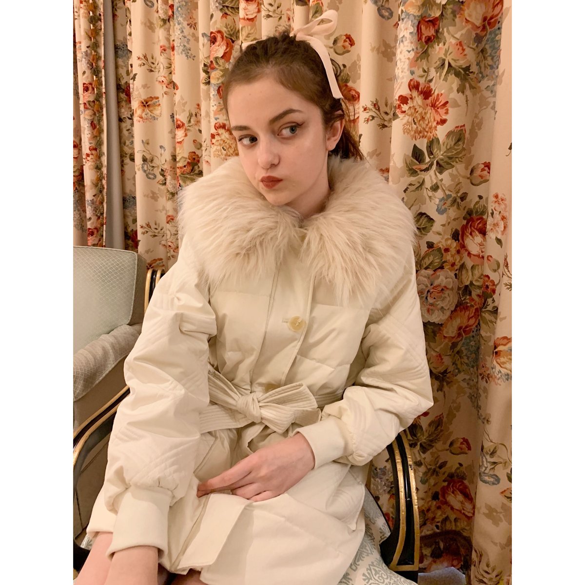 fur collar quilting down coat ivory | épine