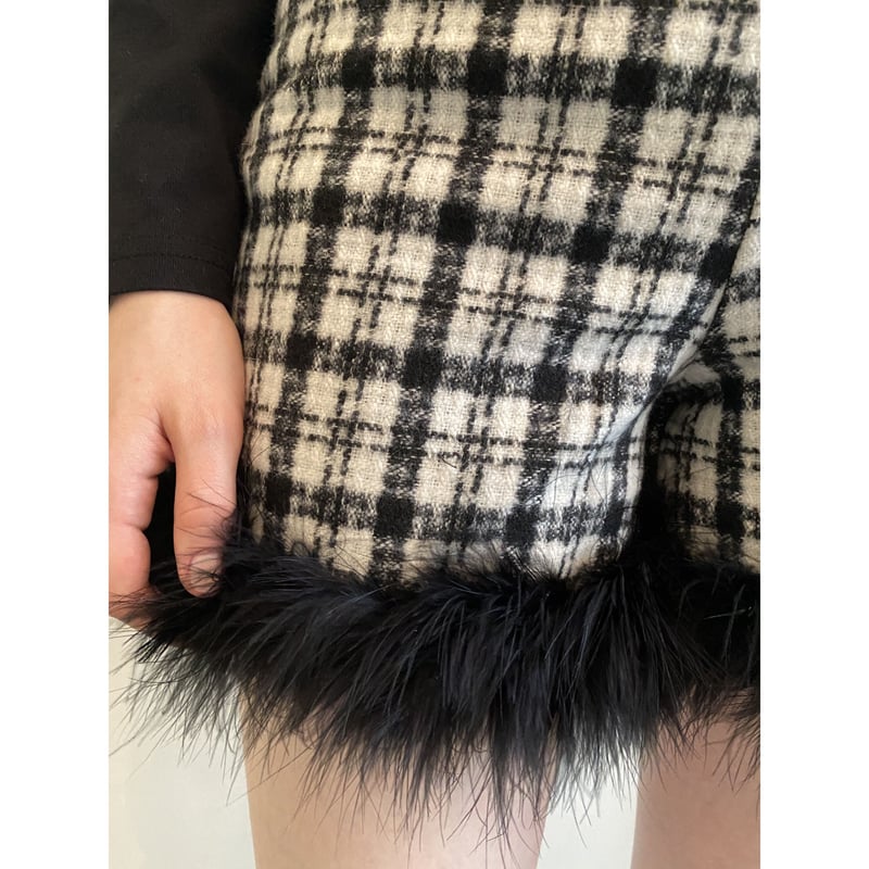 check tweed fur short pants black | épine 