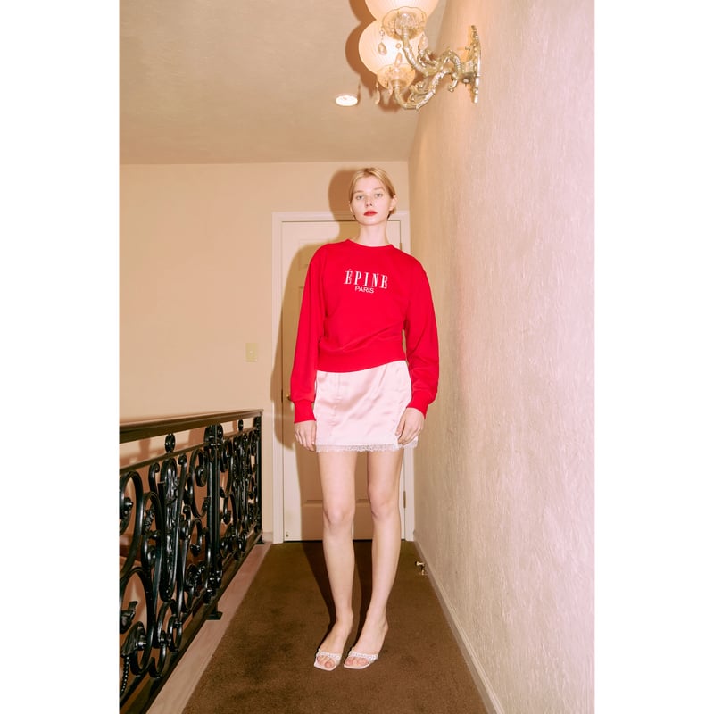 ÉPINE PARIS embroidery sweat red×babypink | épine ÉPINE PARIS embroidery sweat red×babypink | épine