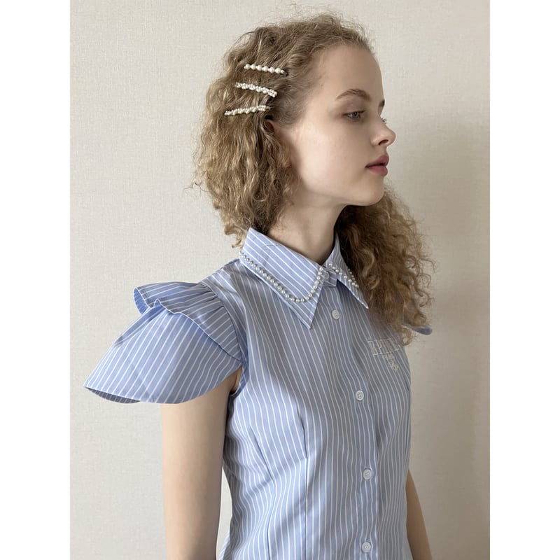 ÉPINE PARIS pearl blouse blue stripe | épine