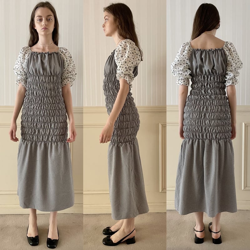 mermaid gather onepiece gingham flower | épine mermaid gather onepiece gingham flower | épine