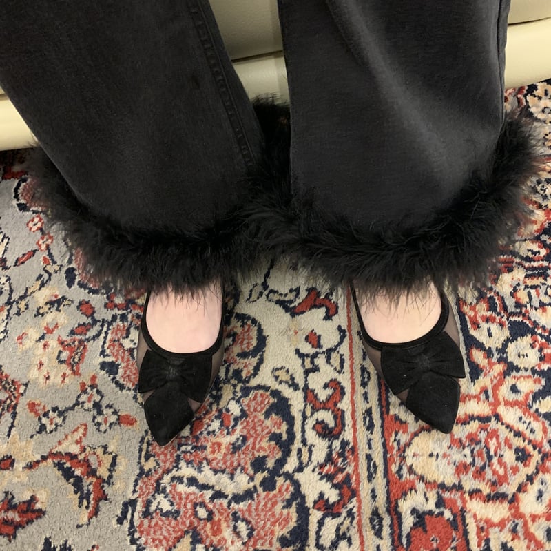 épine bell jeans black×black feather fur | épine