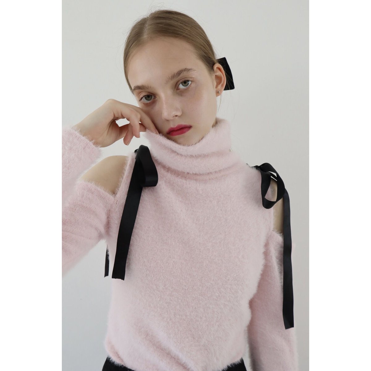 yilon 有難く Petit ribbon knit ピンク
