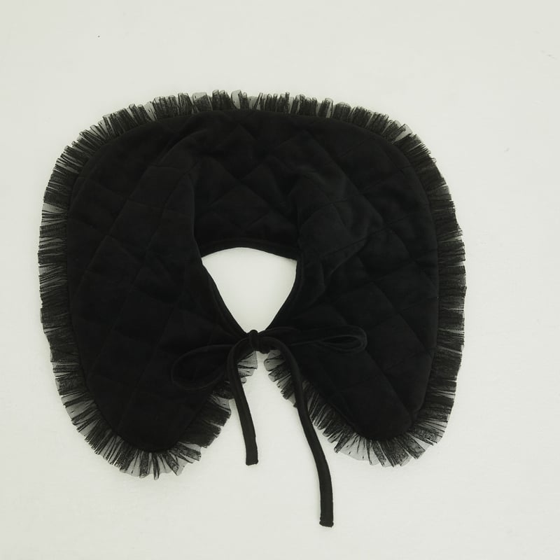 collar 2way tulle piping quilting down coat vel