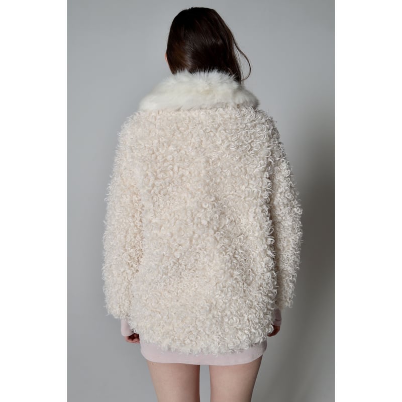 poodle collar fur coat ivory | épine poodle collar fur coat ivory | épine