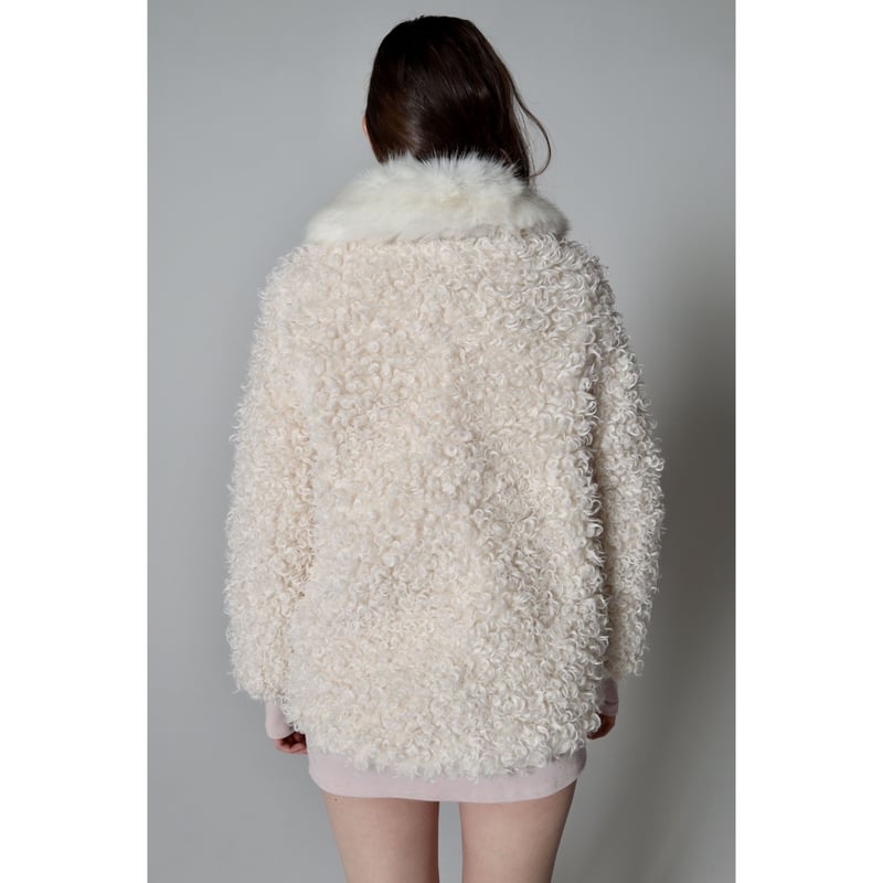 poodle collar fur coat ivory epine コート