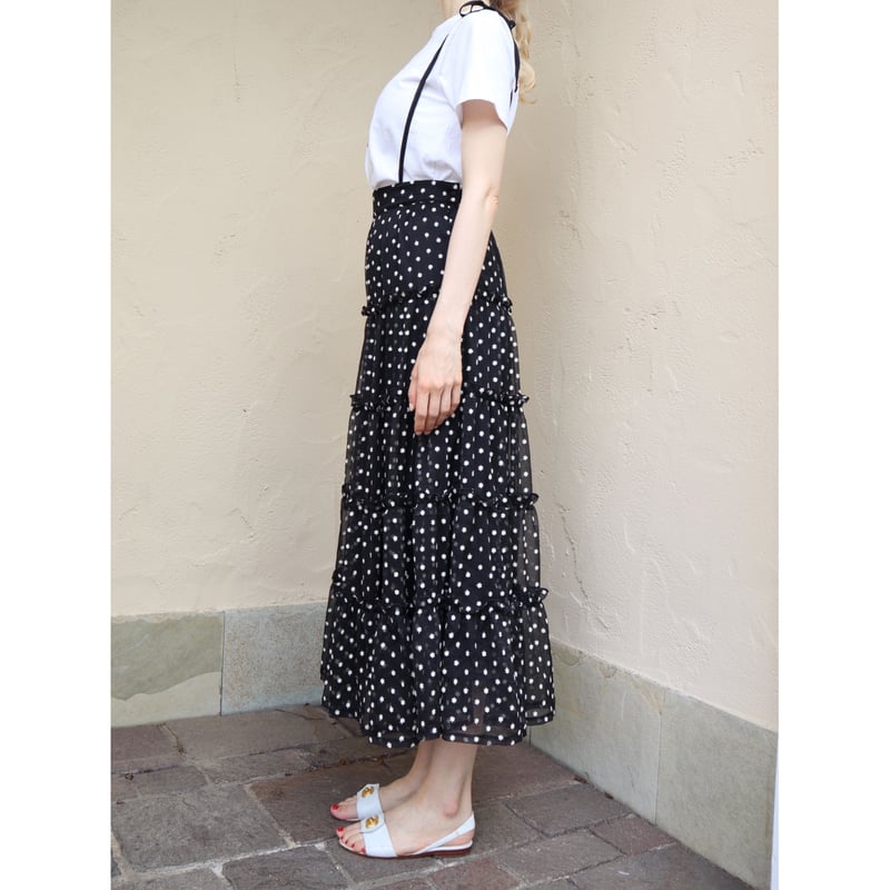flower see-through frill tiered long skirt blac flower see-through frill tiered long skirt blac
