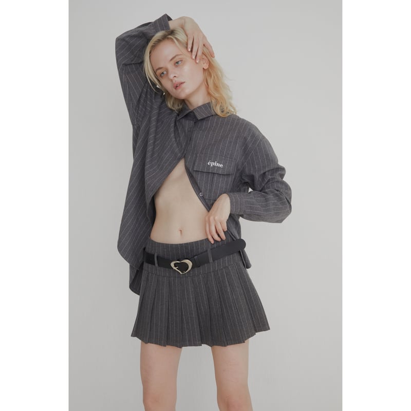 épine over design shirt stripe gray エピヌ