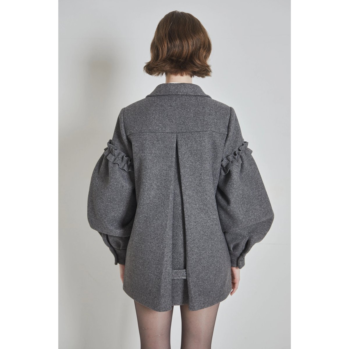 volume wool tailored coat gray | épine