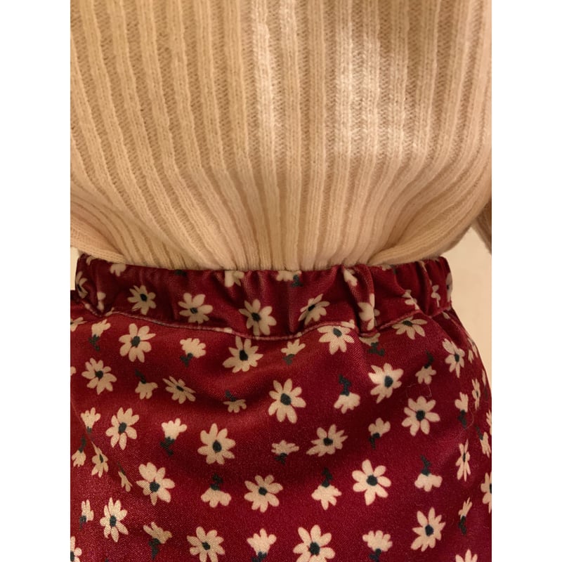 velours flower mermaid skirt red | épine