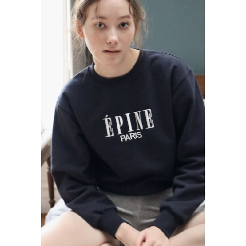 ÉPINE PARIS embroidery sweat navy×white