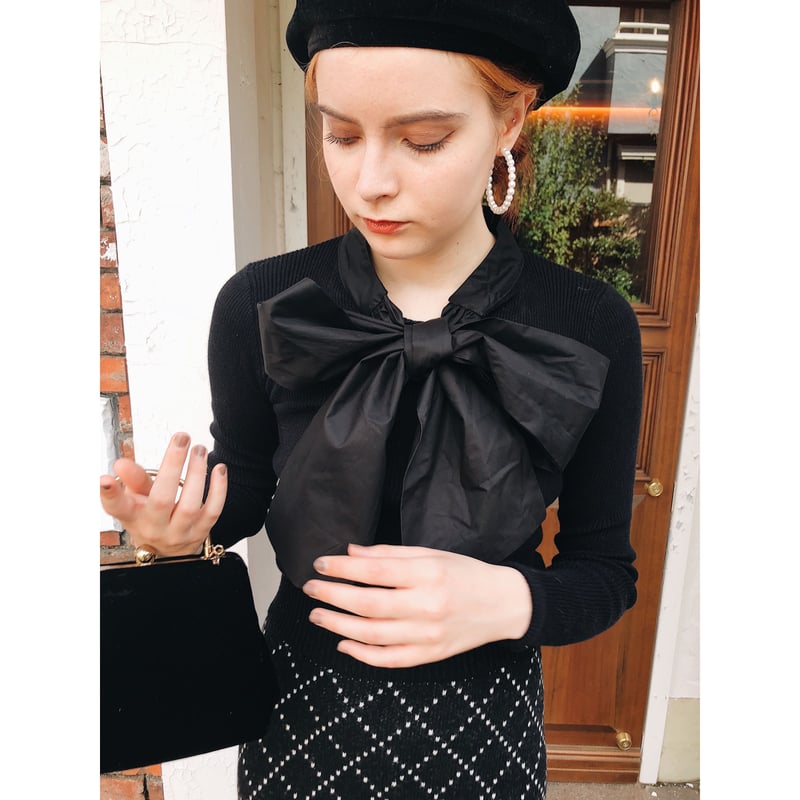big ribbon rib knit black | épine