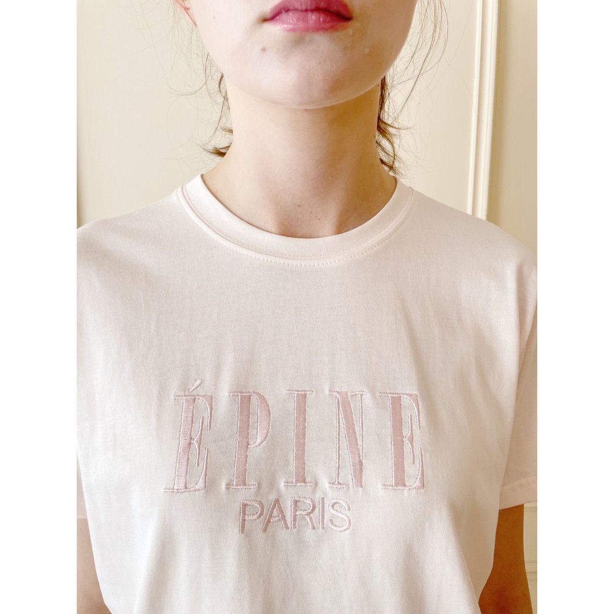 ÉPINE PARIS embroidery tee baby pink×baby pink ÉPINE PARIS embroidery tee baby pink×baby pink