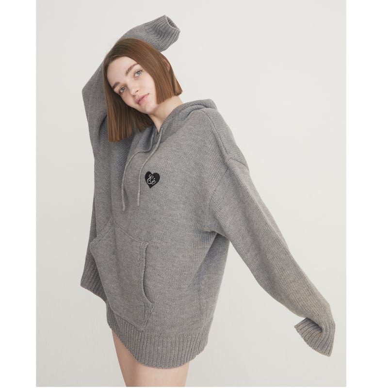 ［明日発送］epine  knit hoodie gray