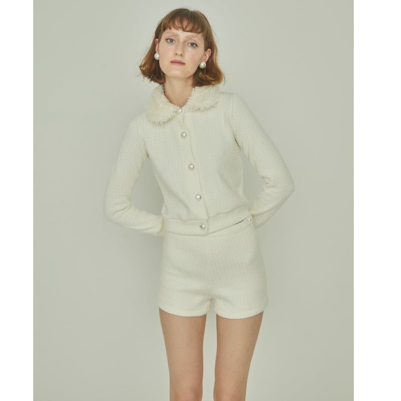poodle fur Pearl knit cardigan（2color） | épine 