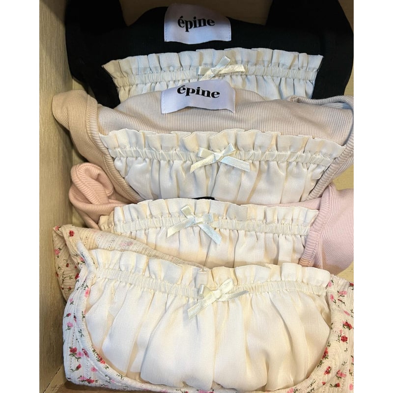 U cut frill layered rib tops(6color) | épine U cut frill layered rib tops(6color) | épine