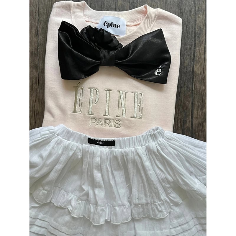 ÉPINE PARIS embroidery sweat baby pink×silver | ÉPINE PARIS embroidery sweat baby pink×silver |