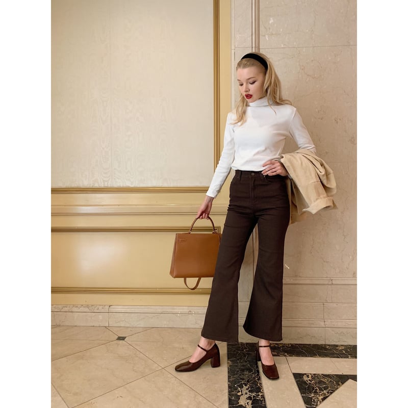 épine high-waist fit bell jeans high bleach blu