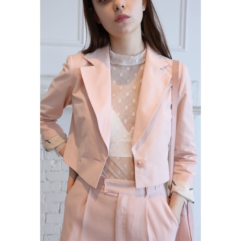 épine logo lining short jacket baby pink