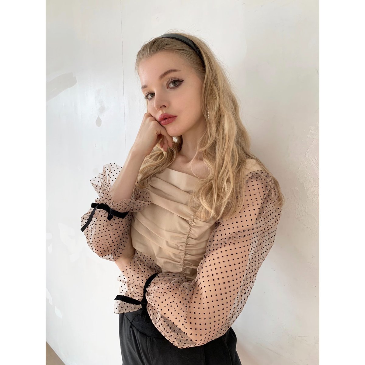 arm see-through dot gather blouse | épine 