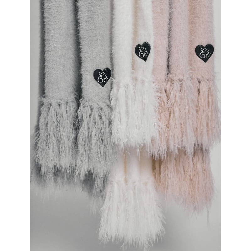 ♡Éé mohair fringe muffler (3color) | épine ♡Éé mohair fringe muffler (3color) | épine