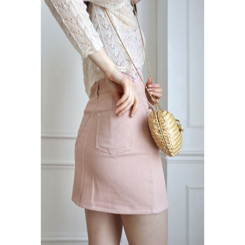 Eé denim mini skirt baby pink | épine