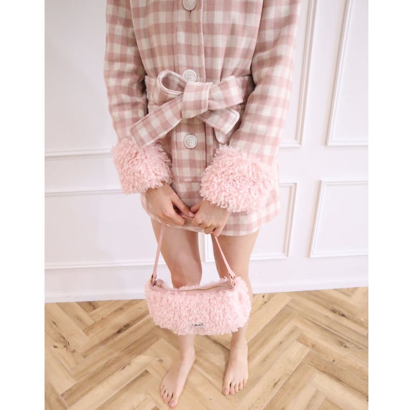 poodle fur coat pink check | épine