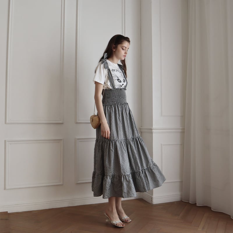 ribbon gather tiered 2way onepiece gingham | épine 