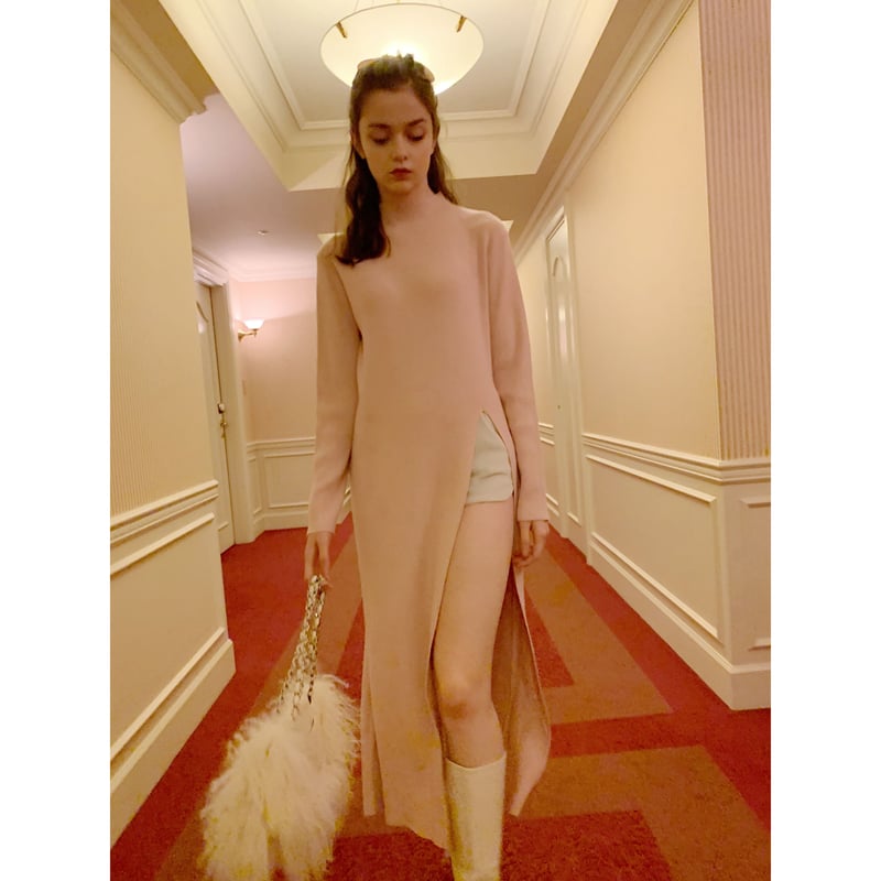 slit rib knit onepiece baby pink | épineレディース