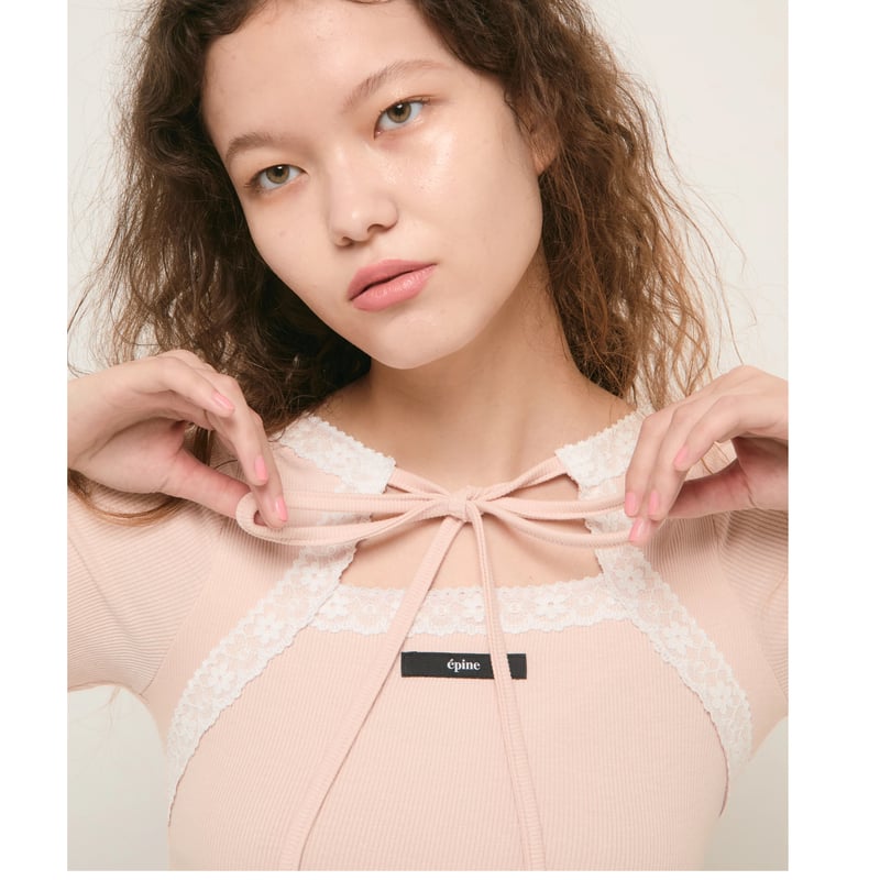 【在庫あり/即出荷可】 épine lace épine | top(3color) 2way rib トップス