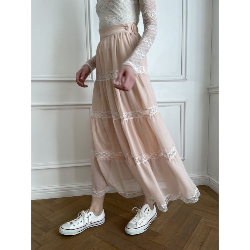 Chiffon skirt shop beige