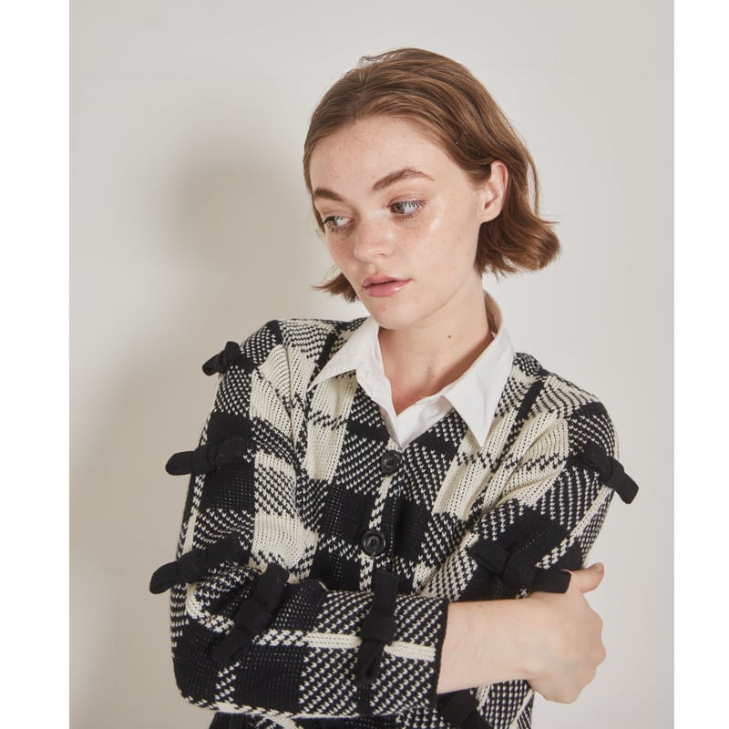 épine label ribbon check cardigan | épine épine label ribbon check cardigan | épine