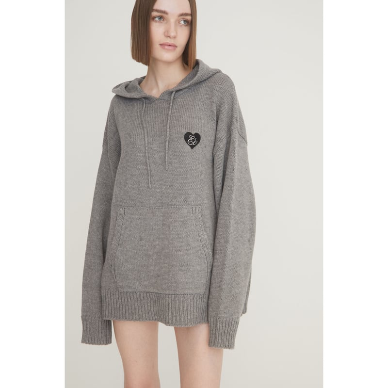 ♡ Eé knit hoodie gray | épine