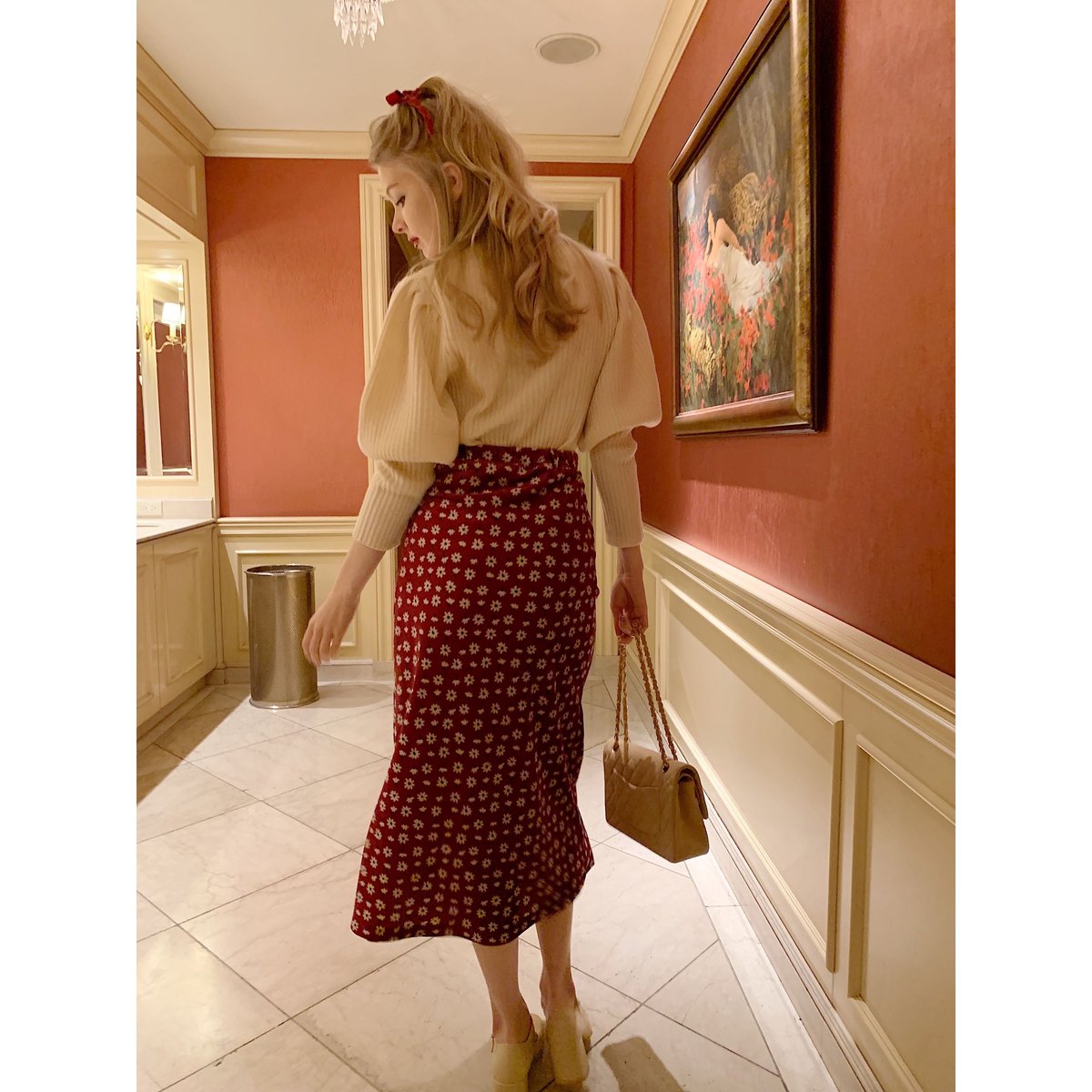 velours flower mermaid skirt red | épine velours flower mermaid skirt red | épine