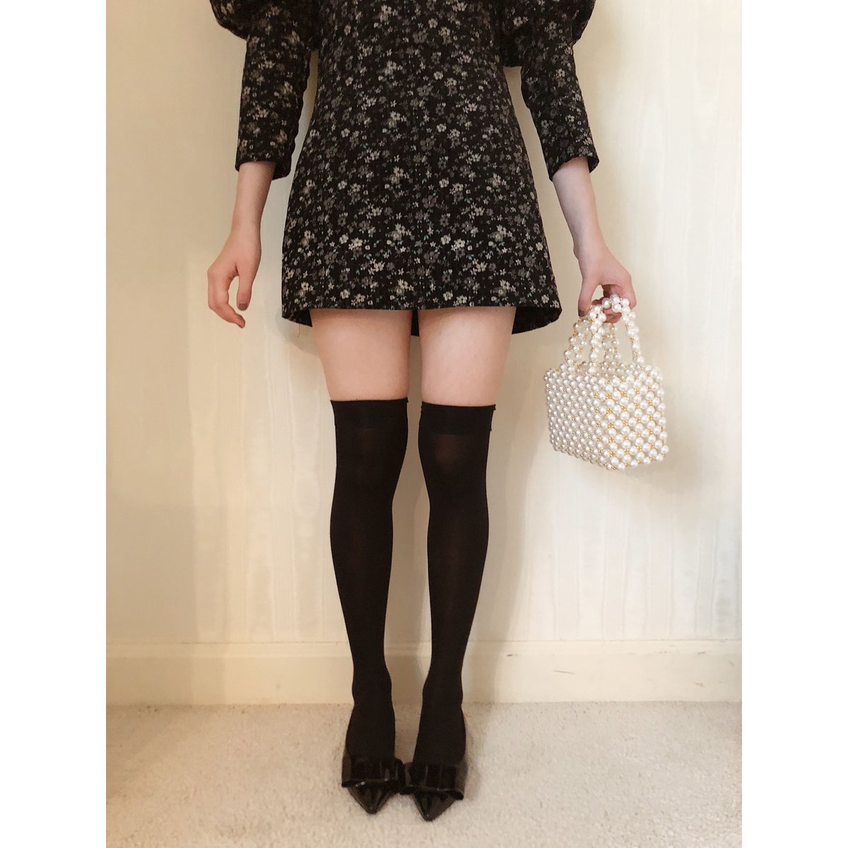 square neck arm volume flower onepiece | épine square neck arm volume flower onepiece | épine