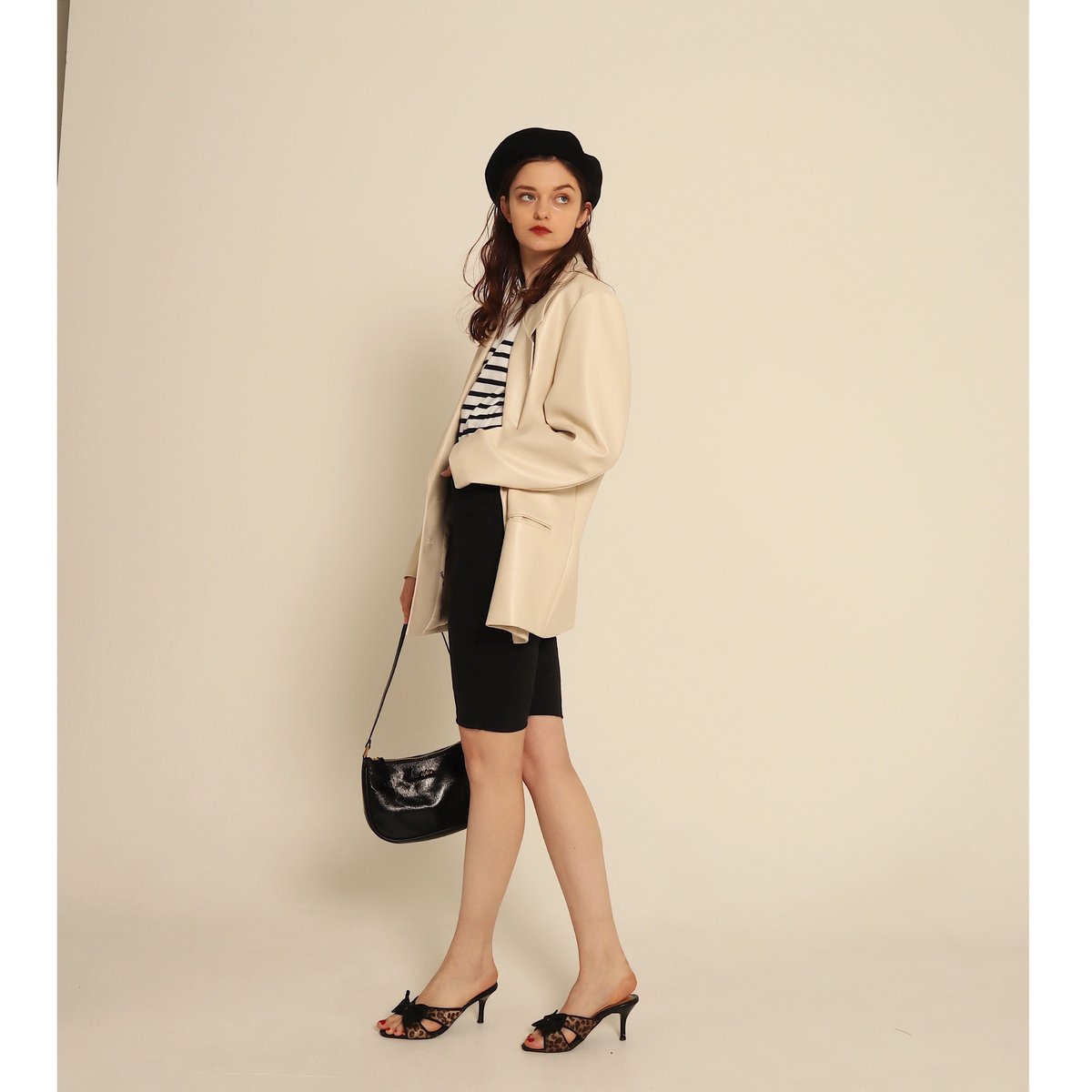 épine logo lining leather jacket ivory | épine