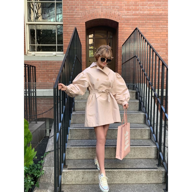 arm volume mini trench coat baby pink | épine arm volume mini trench coat baby pink | épine