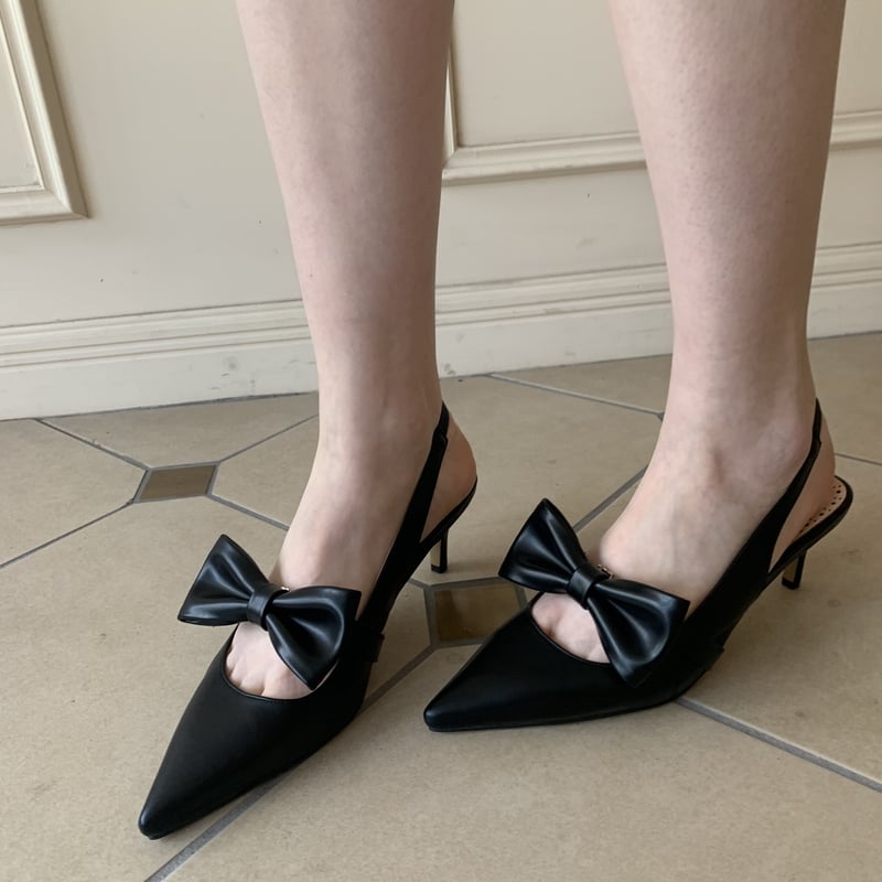 pointed ribbon mule black | épine 
