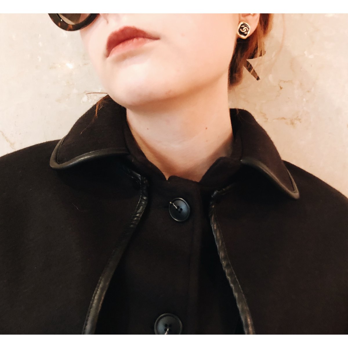 piping cape 2way coat black | épine