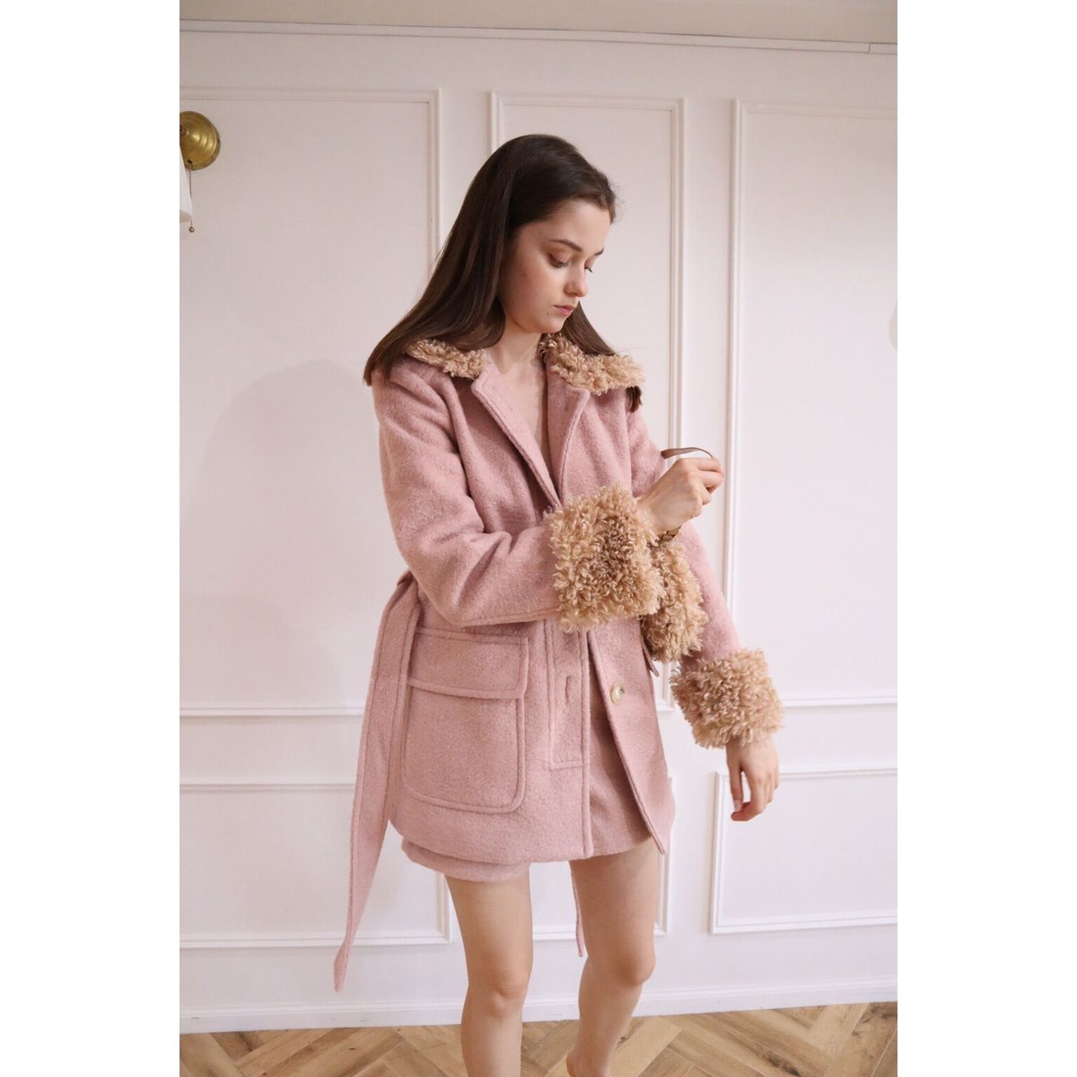 poodle fur coat pink curly hair | épine