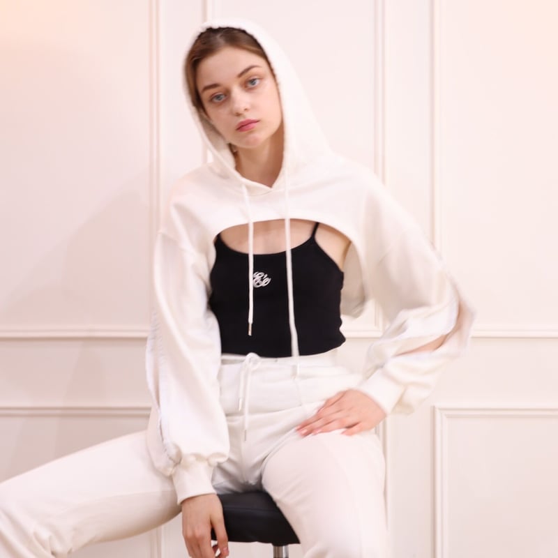 epine Eé knit hoodie off white Eé embroidery hoodie onepiece ivory | épine