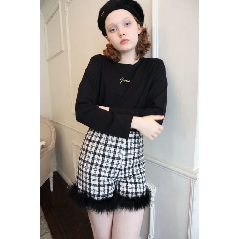 epine エピヌ チェックニットショートパンツ
