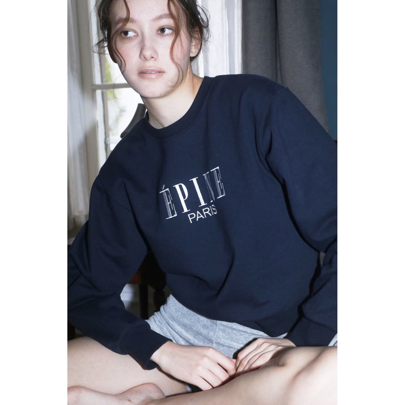 ÉPINE PARIS embroidery sweat navy×white