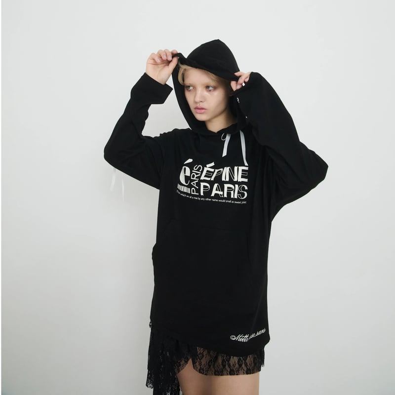 ribbon logo design hood long tee (3color) | épine ribbon logo design hood long tee (3color) | épine