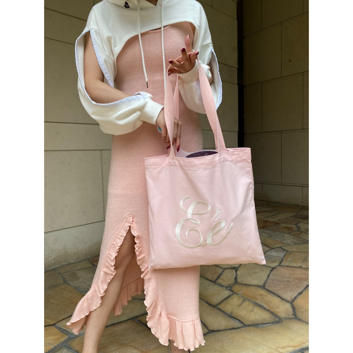 Eé embroidery tote bag pink | épine 