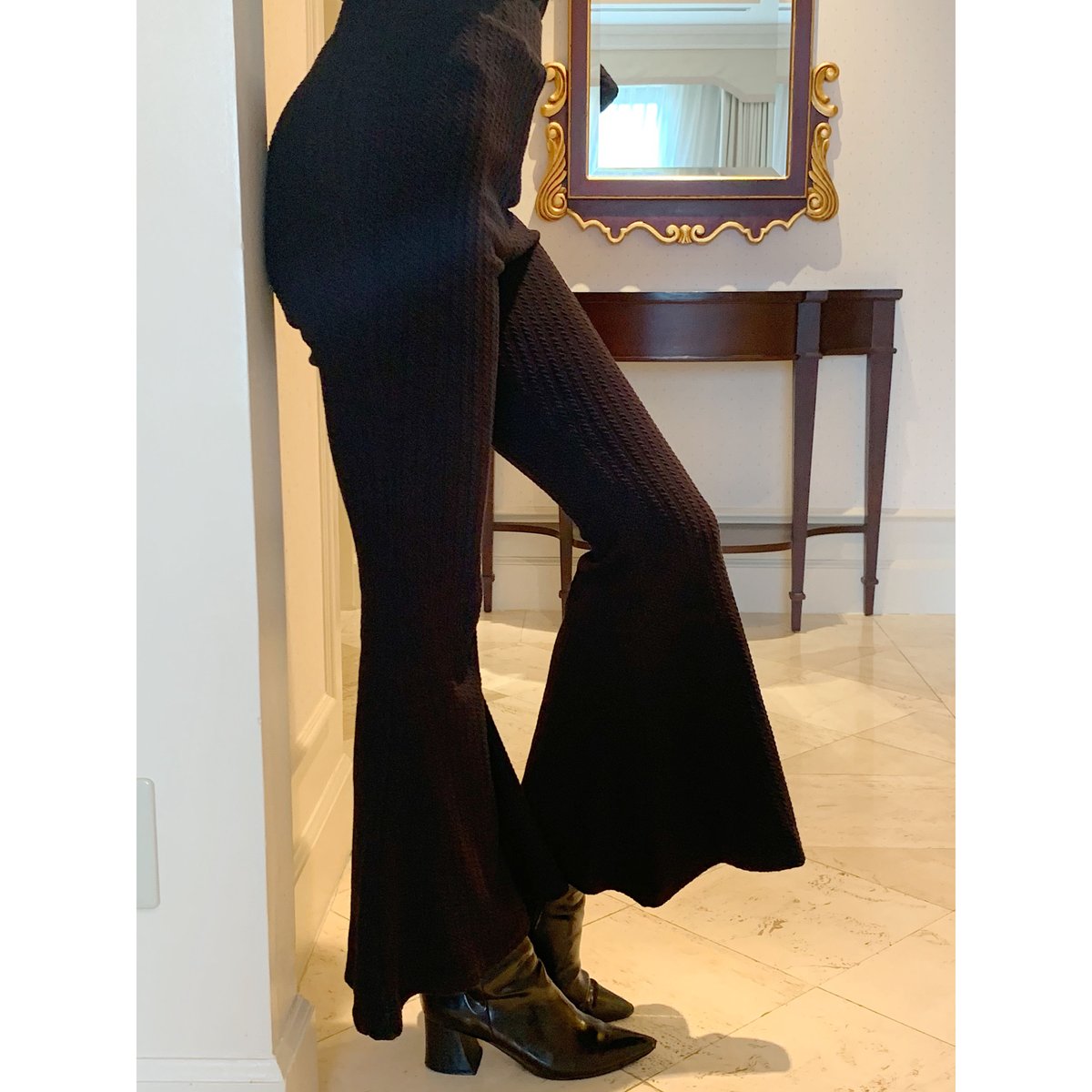 rib knit bell pants black | épine rib knit bell pants black | épine