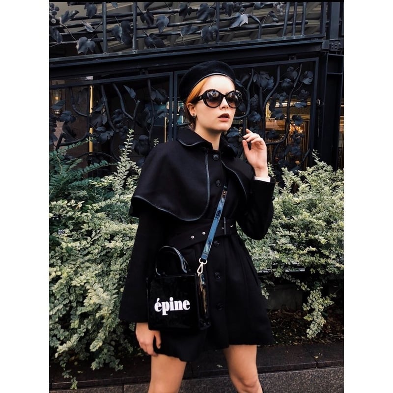 epine ケープコート 黒 epine ケープコート 黒