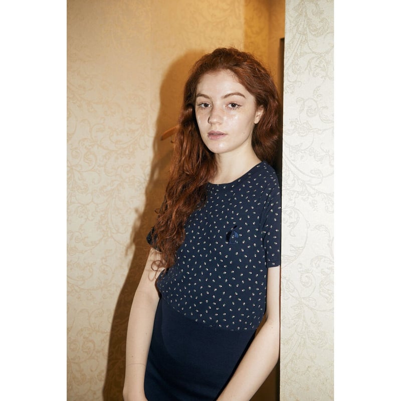 é tee rib tight onepiece navy flower | épine 