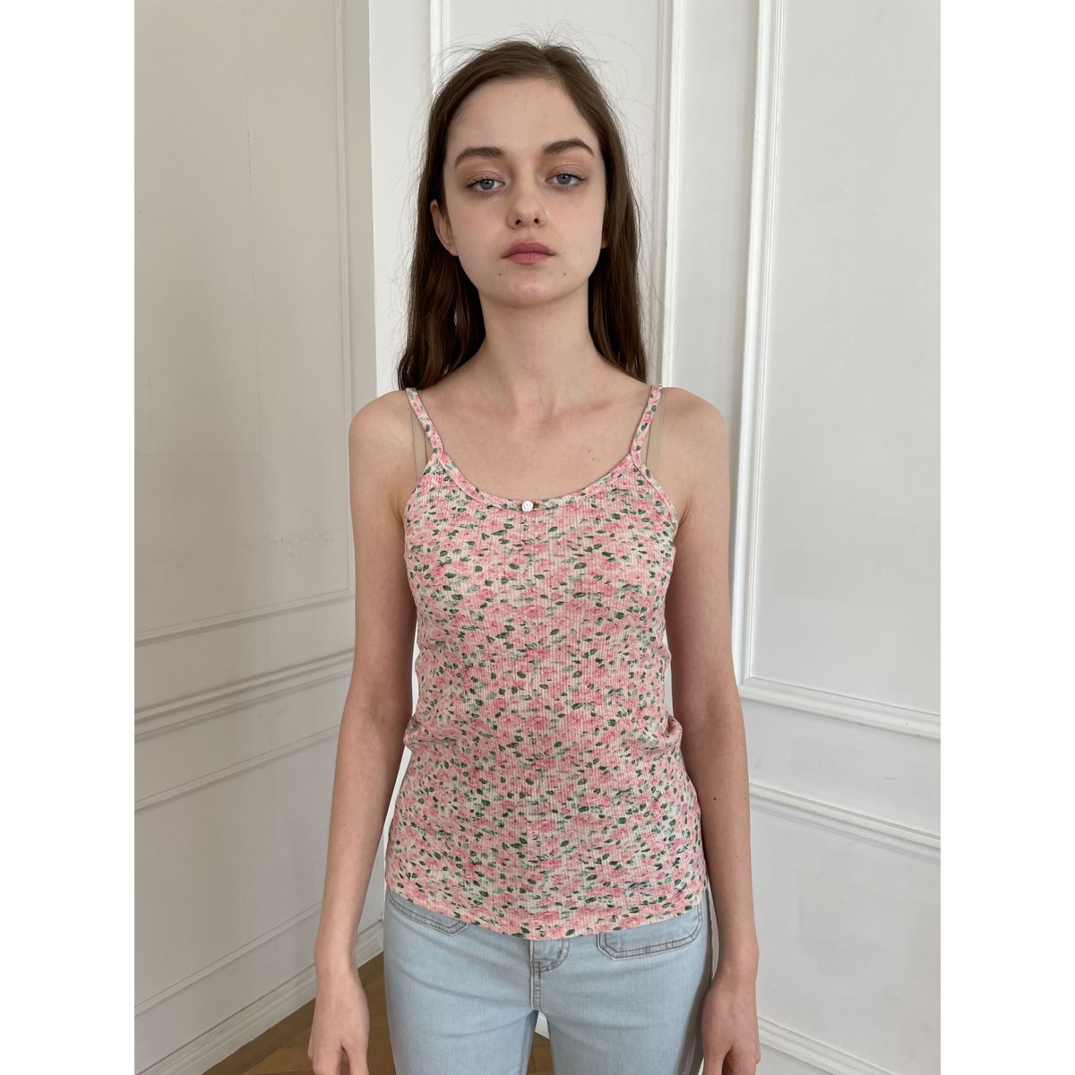 épine label camisole rose×flower rib